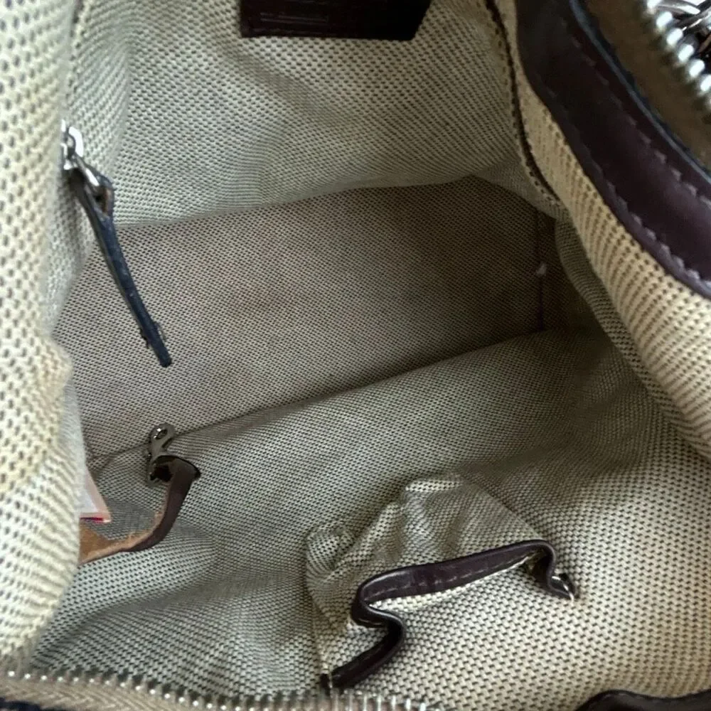 Dooney & Bourke Pebbled Leather Hobo Shoulder Bag Brown Silver Hardware Classic